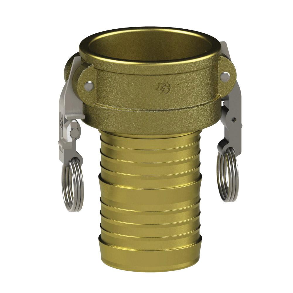 1290312L2 (12C SLII) by PT-Coupling | STA-LOK® II Cam & Groove Fitting | Type C | 1-1/4" Coupler x 1-1/4" Hose Shank | Brass/SLS | Buna-N Seal