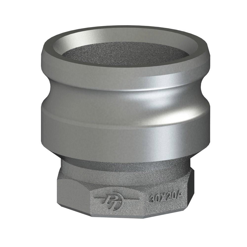 64142025 (20X25A) by PT-Coupling | Reducing Cam & Groove Adapter | Type A | 2" Adapter x 2-1/2" Female NPT | 316 Stainless Steel