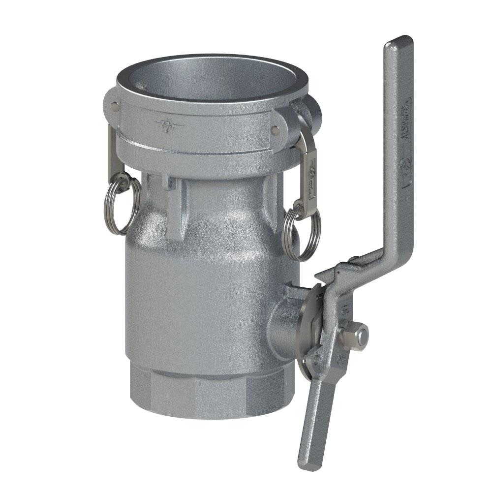 40000342 (MD40D) by PT-Coupling | MAXI-DRY® Dry Disconnect Coupler | 4" Coupler x 4" Female NPT | Aluminum | Buna Seal