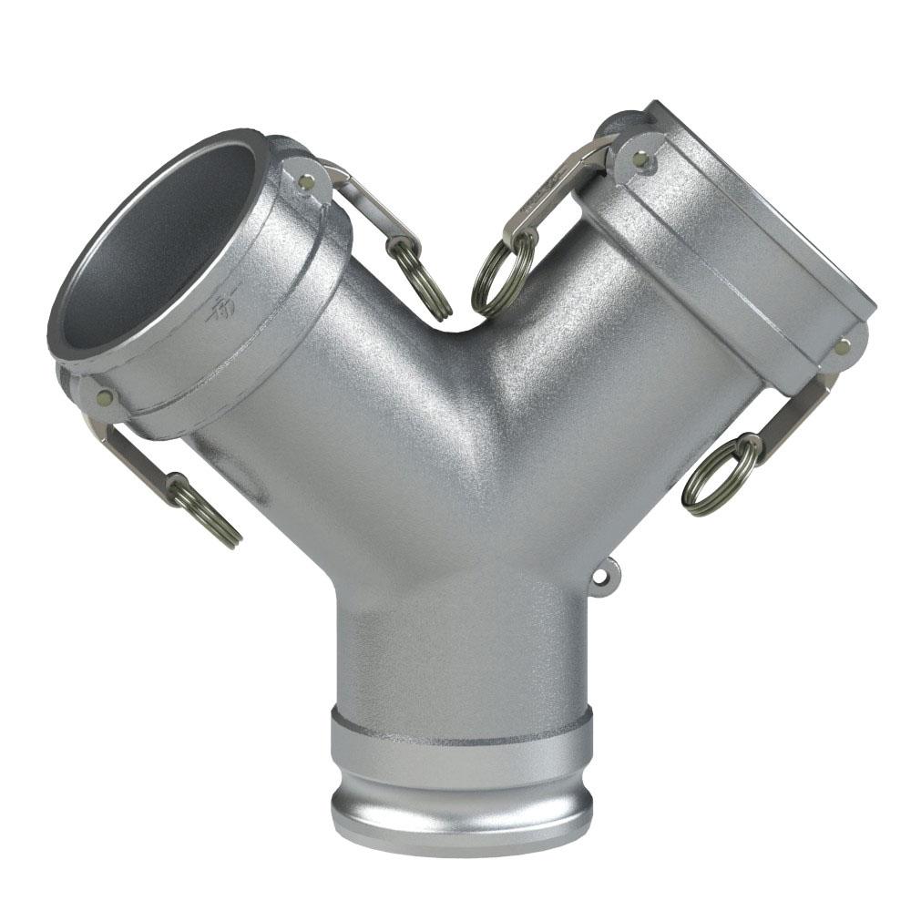 60594140 (40AX40CY) by PT-Coupling | Cam & Groove Y Adapter | Type AXCY | 4" Adapter x 4" Coupler x 4" Coupler | Aluminum | Buna-N Seal