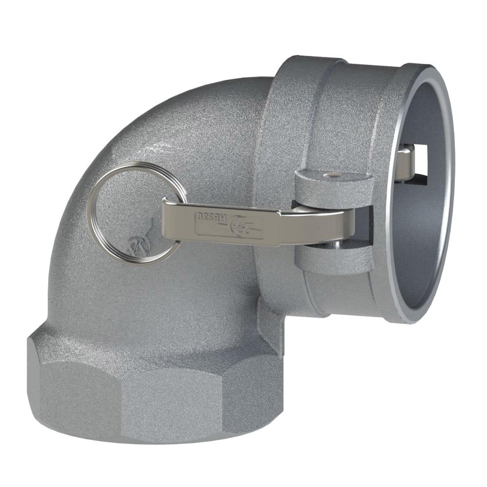 60481000 (10LD) by PT-Coupling | Cam & Groove Adapter | Type LD | 90° Elbow | 1" Coupler x 1" Female NPT | Aluminum/HBS | Buna-N Seal