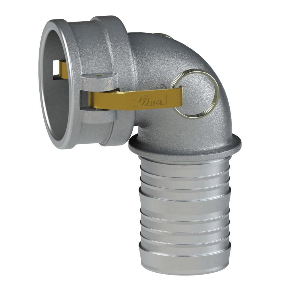 60506000 (60CL) by PT-Coupling | Cam & Groove Fitting | Type CL | 90° Elbow | 6" Coupler x 6" Hose Shank | Aluminum/HB | Buna-N Seal
