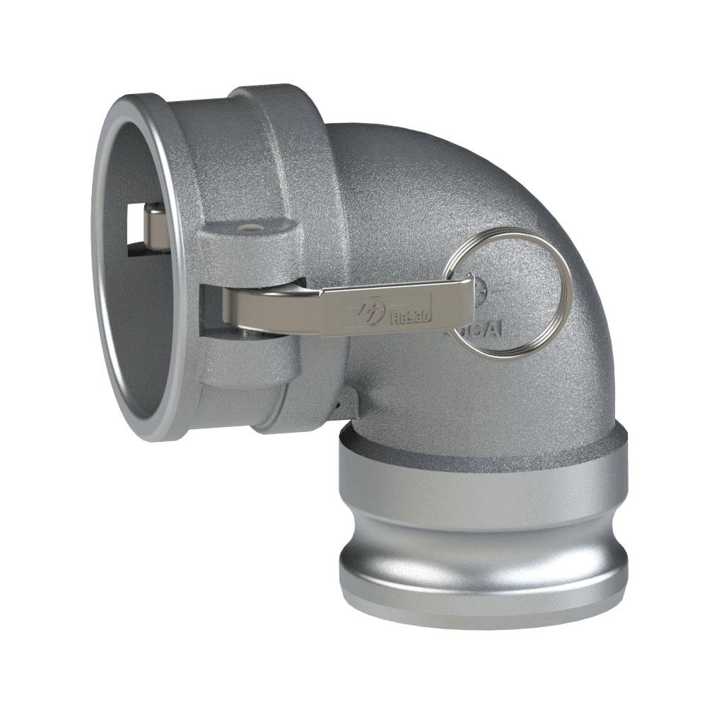 60502120 (20CAL) by PT-Coupling | Cam & Groove Coupler | Type CAL | 90° Elbow | 2" Coupler x 2" Adapter | Aluminum/HBS | Buna-N Seal