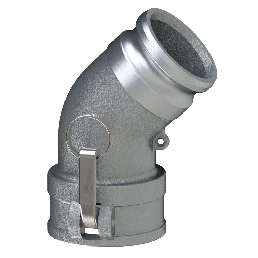 6050313045 (30CAL-45 Deg) by PT-Coupling | Cam & Groove Coupler | Type CAL | 45° Elbow | 3" Coupler x 3" Adapter | Aluminum/HBS | Buna-N Seal