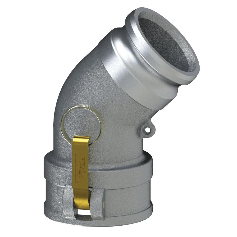 6050313046 (30CAL-45 Deg) by PT-Coupling | Cam & Groove Coupler | Type CAL | 45° Elbow | 3" Coupler x 3" Adapter | Aluminum/HB | Buna-N Seal