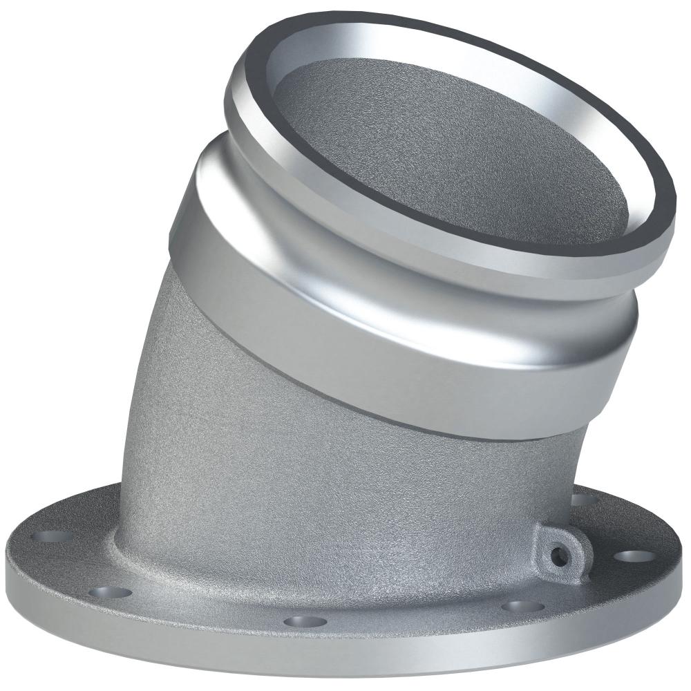 6056400022 (TTF40A-22.5) by PT-Coupling | Petroleum Handling Cam & Groove Adapter | 22.5° Elbow | 4" Adapter x 4" TTMA Flange | Aluminum