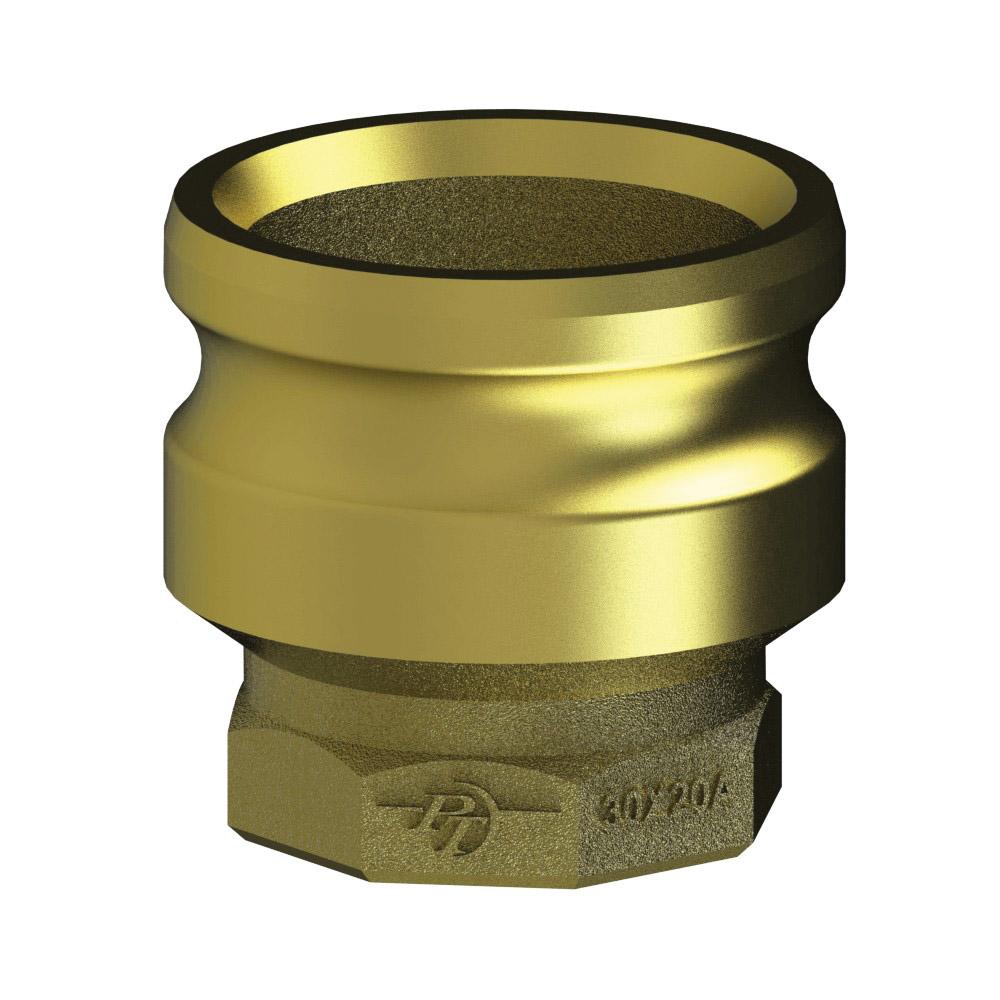62142015 (20X15A) by PT-Coupling | Reducing Cam & Groove Adapter | Type A | 2" Adapter x 1-1/2" Female NPT | Brass