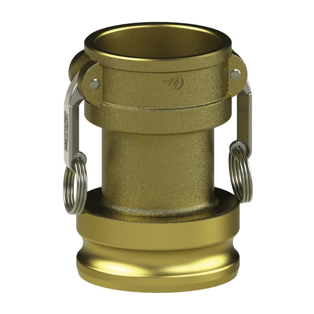 6226000096 (25CX40A LONG) by PT-Coupling | Long Reducing Cam & Groove Coupler | Type CXA | 2-1/2" Coupler x 4" Adapter | Brass/HBS | Buna-N Seal