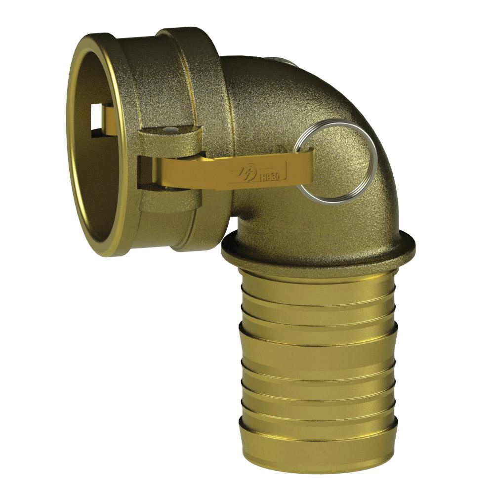 62503000 (30CL) by PT-Coupling | Cam & Groove Fitting | Type CL | 90° Elbow | 3" Coupler x 3" Hose Shank | Brass | Buna-N Seal