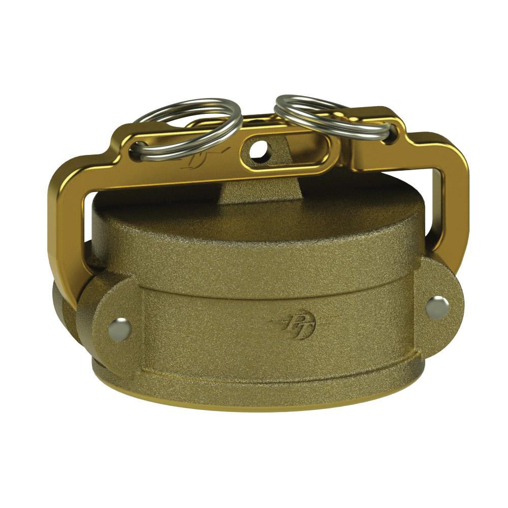 62800025 (25VL) by PT-Coupling | Cam & Groove Dust Cap | with Locking Cam Arms | Type VL | 2-1/2" Coupler | Brass