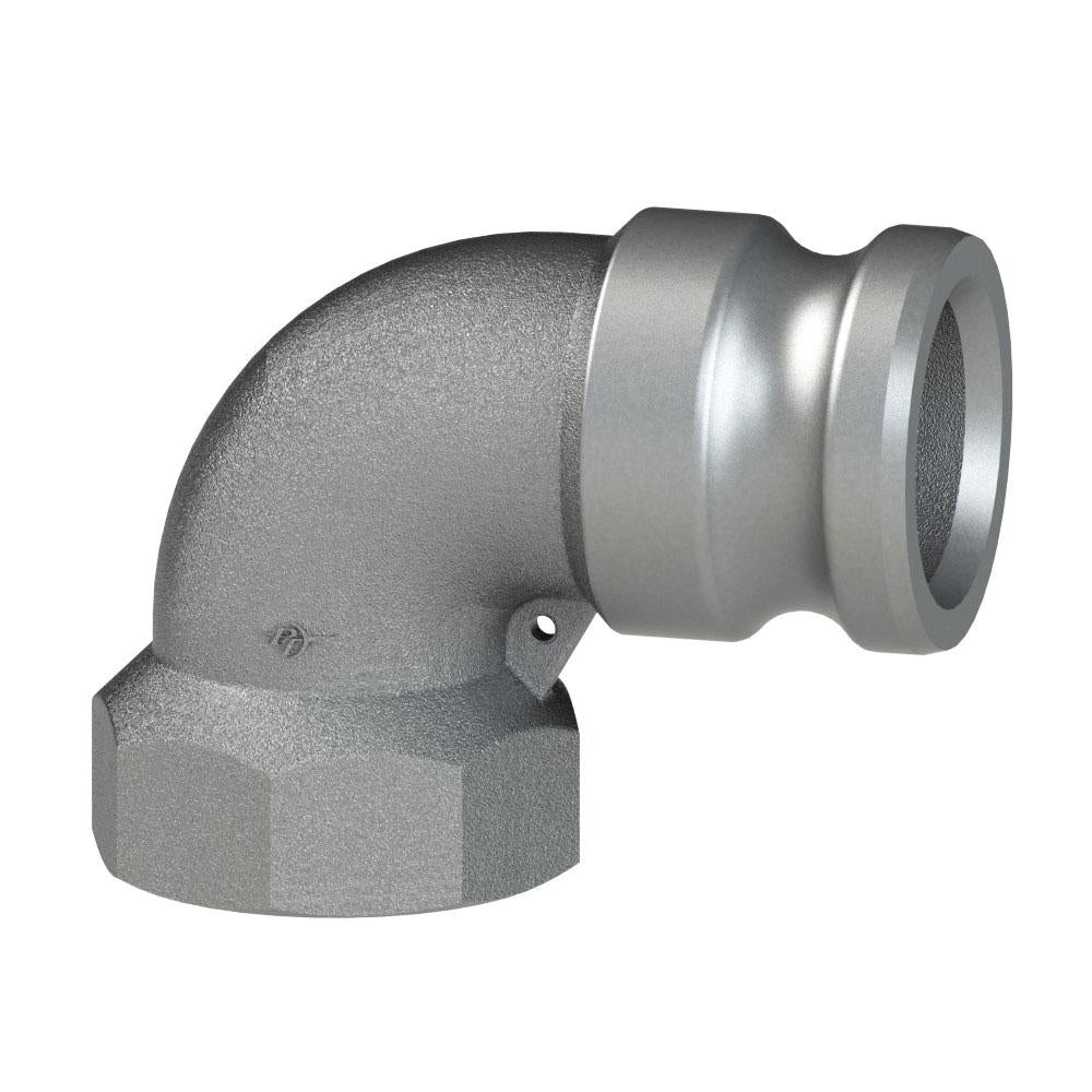 64493000 (30LA) by PT-Coupling | Cam & Groove Adapter | Type LA | 90° Elbow | 3" Adapter x 3" Female NPT | 316 Stainless Steel