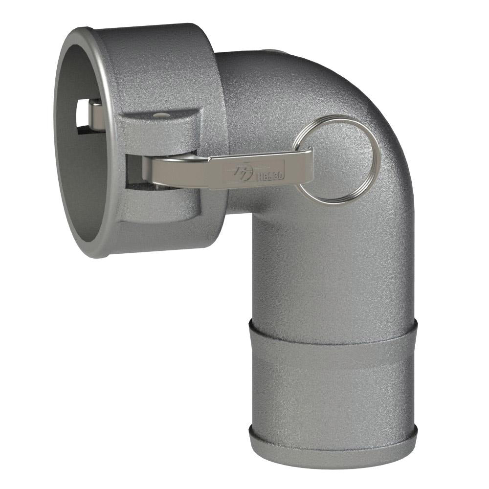 64501500 (15CL) by PT-Coupling | Cam & Groove Fitting | Type CL | 90° Elbow | 1-1/2" Coupler x 1-1/2" Hose Shank | 316 Stainless Steel | Buna-N Seal