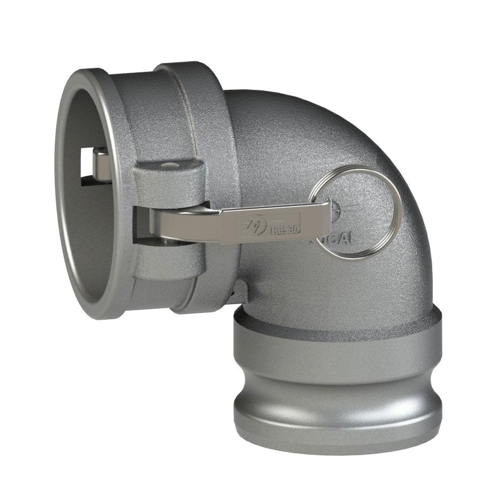 64504140 (40CAL) by PT-Coupling | Cam & Groove Coupler | Type CAL | 90° Elbow | 4" Coupler x 4" Adapter | 316 Stainless Steel | Buna-N Seal