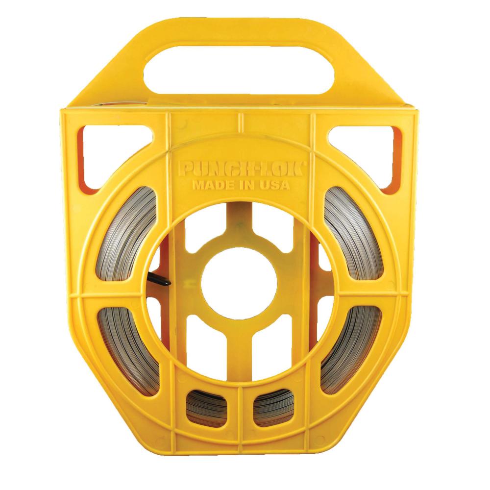 P811503 (PB503) PUNCH-LOK® by PT-Coupling | Standard Duty Banding/Strapping Roll in Yellow Safety Tote | 3/8" Width | 0.025" Thickness | Stainless Steel | 100ft/Roll