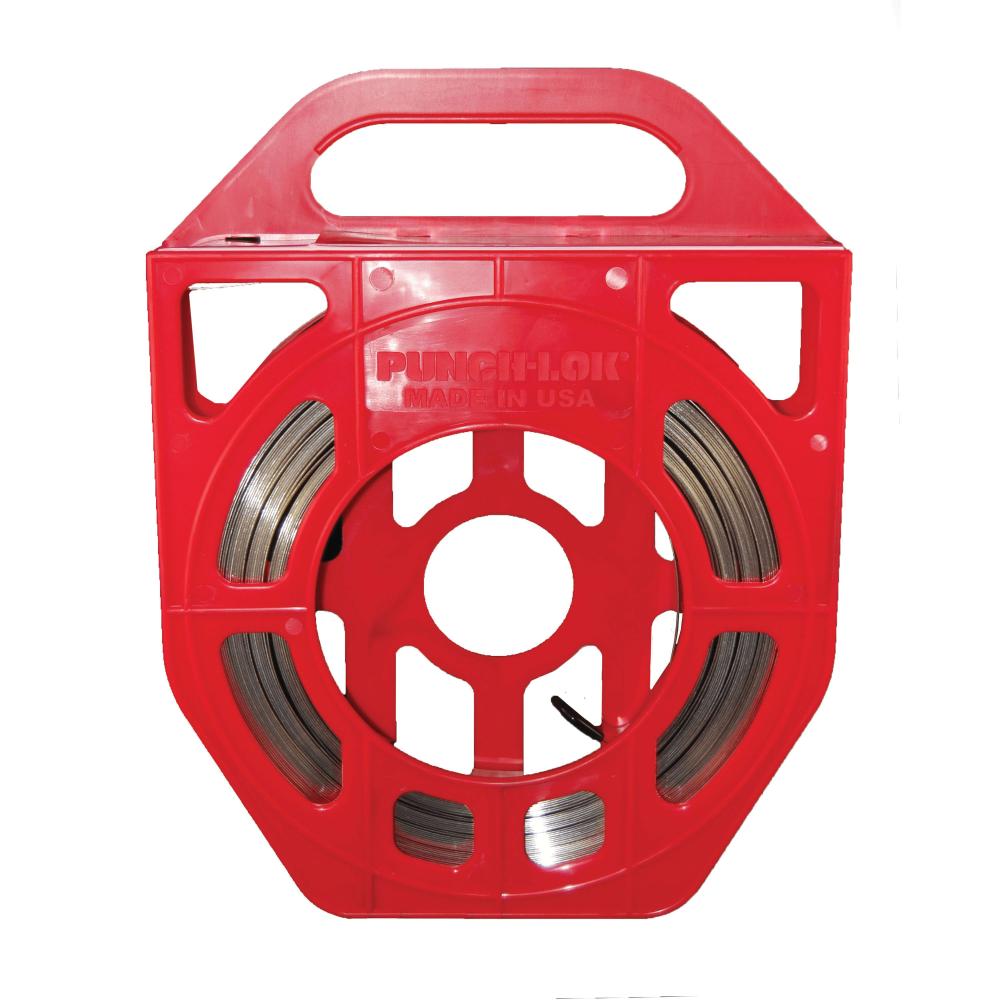 P811506 (PB506) PUNCH-LOK® by PT-Coupling | Standard Duty Banding/Strapping Roll in Red Safety Tote | 3/4" Width | 0.030" Thickness | Stainless Steel | 100ft/Roll