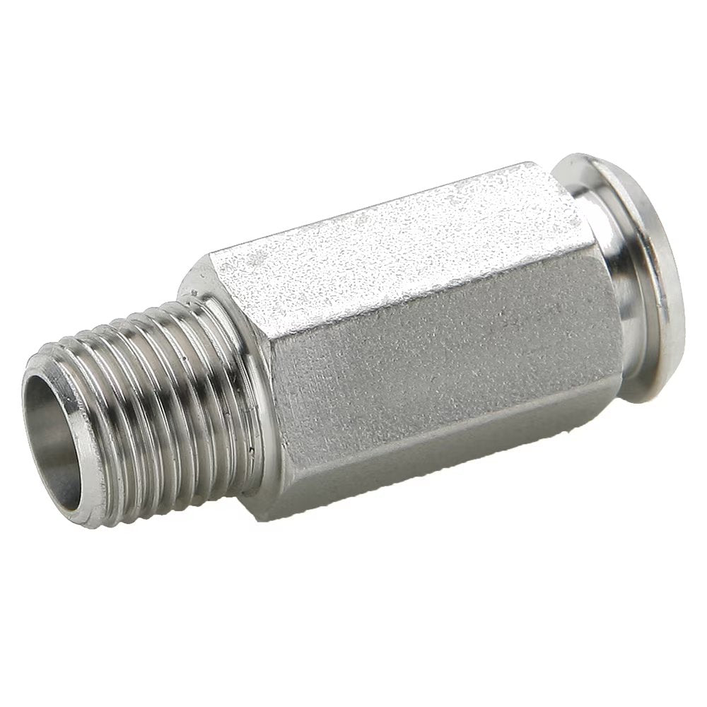 391PSS-4-4 by Parker | Poly-Tite Fittings | Coupler Body | 1/4" Insert Diameter x 1/4" Male Pipe Thread | .562" Hex | 1.271" Length | Straight | Stainless Steel