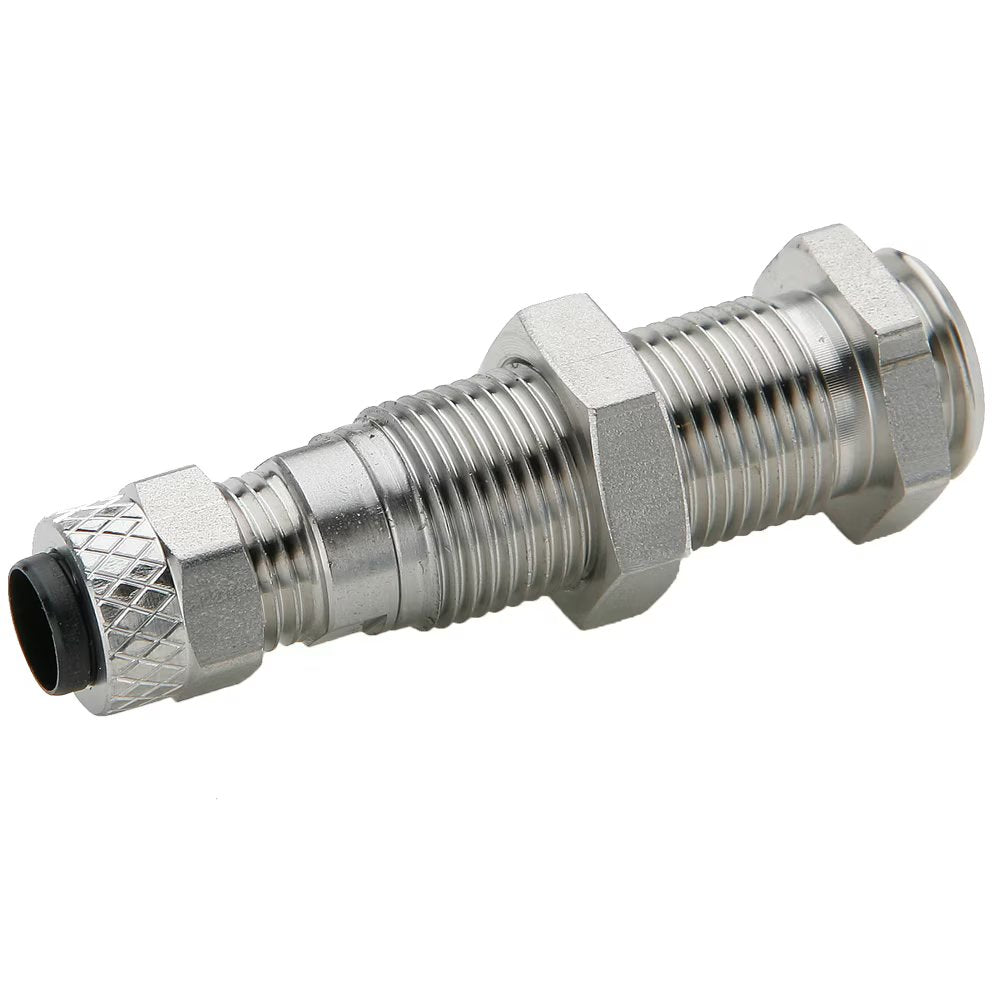 392PSS-4-4 by Parker | Poly-Tite Fittings | Bulkhead Coupler Body | 1/4" Tube OD x 1/2" Thread | .625" Hex | 2.03" Length | Straight | Stainless Steel