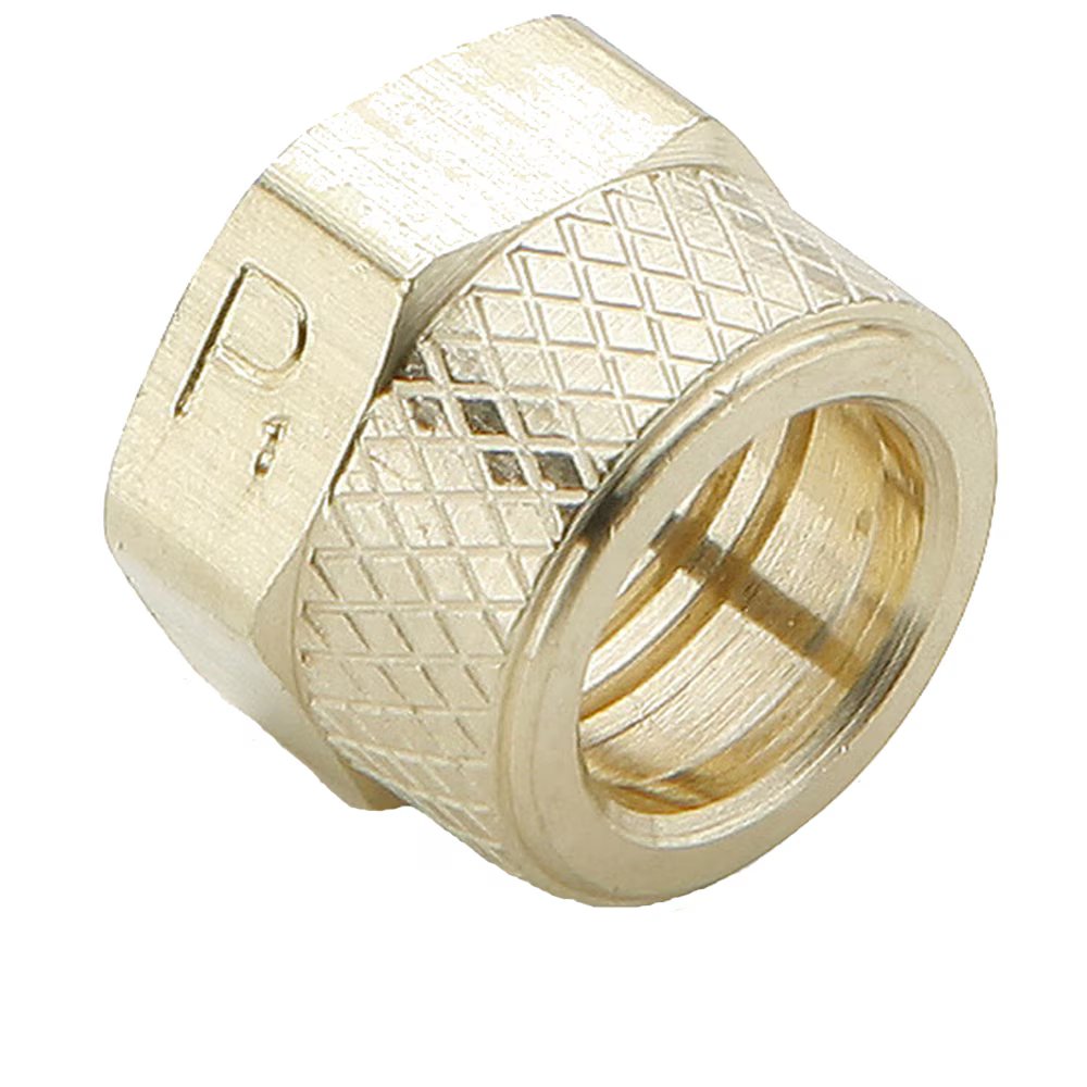 61PN-5 by Parker | Poly-Tite Fittings | 5/16" Tube Size Nut x 7/16" Thread | 1/2" Hex | Straight | Brass | Pack of 25
