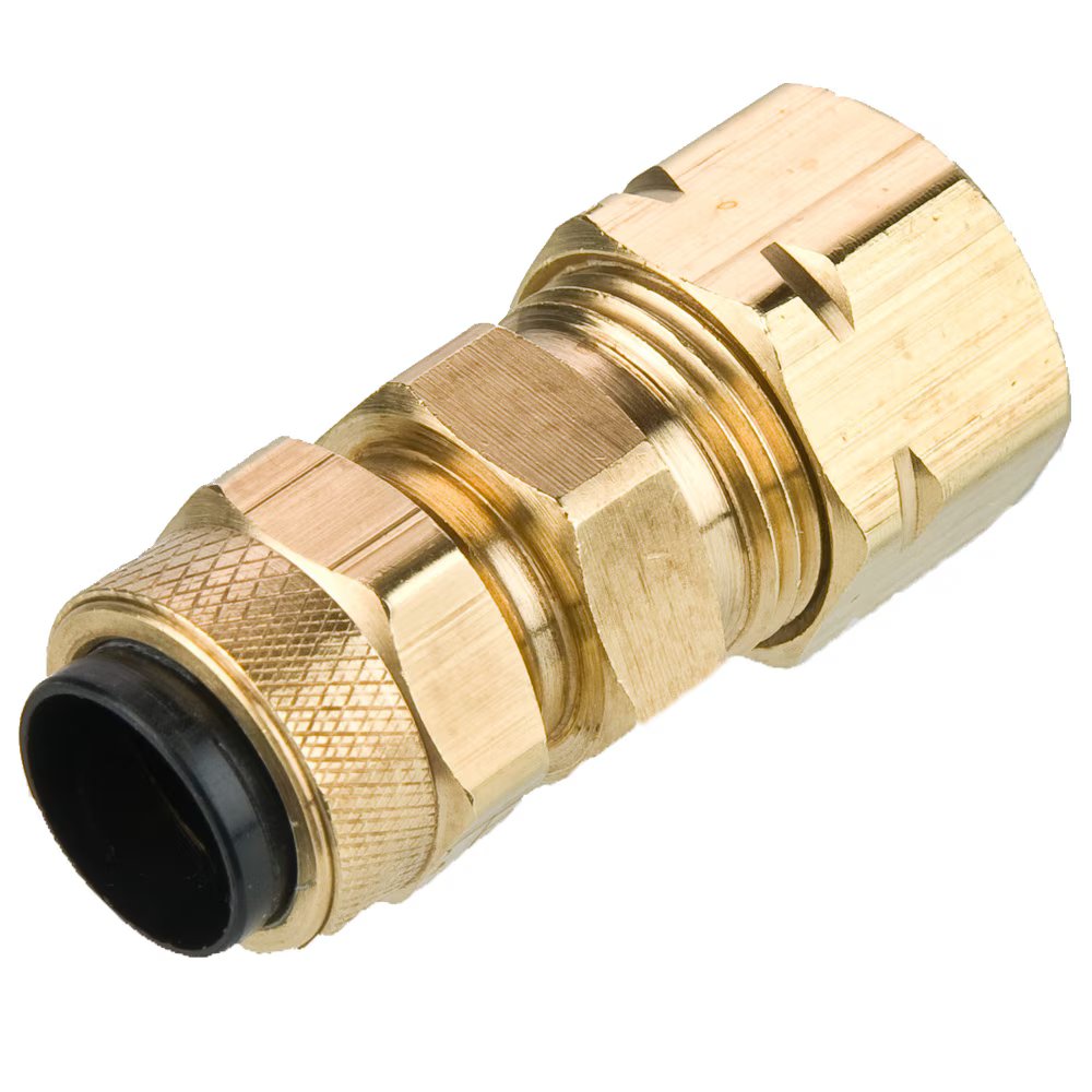 62PCA-5 by Parker | Poly-Tite Fittings | Union | 5/16" Tube Size x 7/16" to 1/2" Thread | 1/2" Hex | 1.30" Hex | Straight | Brass | Pack of 10