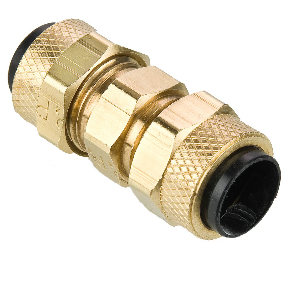 62P-6 by Parker | Poly-Tite Fittings | Union | 3/8" Tube Size x 1/2" Thread | 1/2" Hex | 1.23" Length | Straight | Brass | Pack of 10