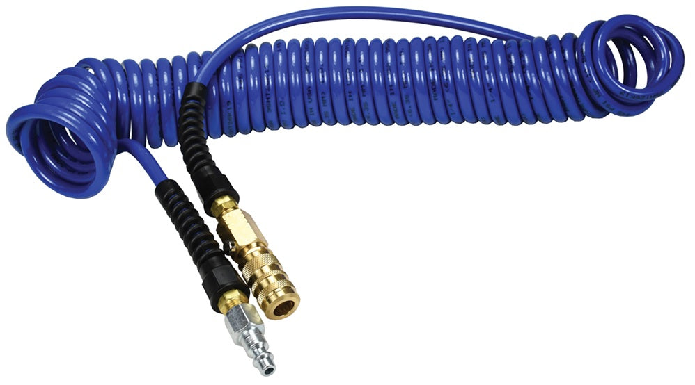 PU1425-CBG by Dixon Valve | Polyurethane Air Hose | with Strain Relief Fittings | 1/4" Hose ID | 1/4" Male NPT x Blow Gun End | 25ft Length