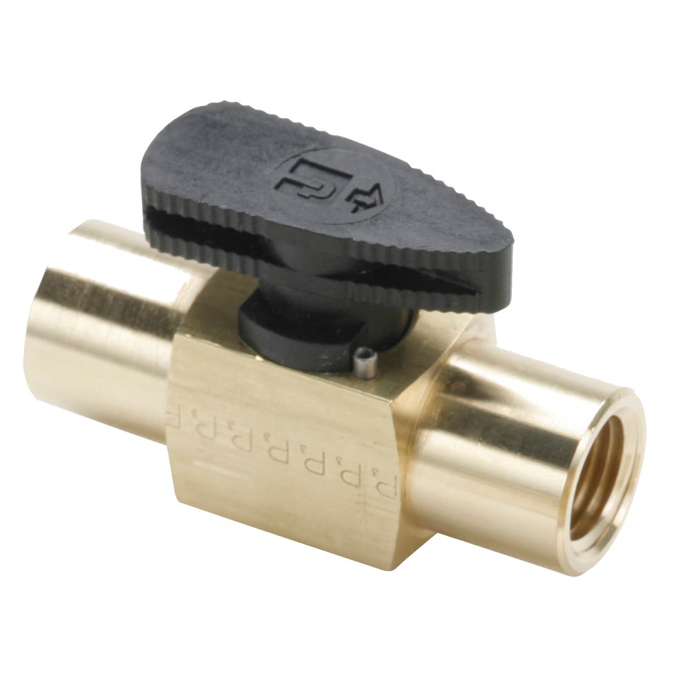 PV609-4 by Parker | Plug Valve | 1/4" Female Pipe Thread | 2.10" Length | Straight | Brass | Pack of 10