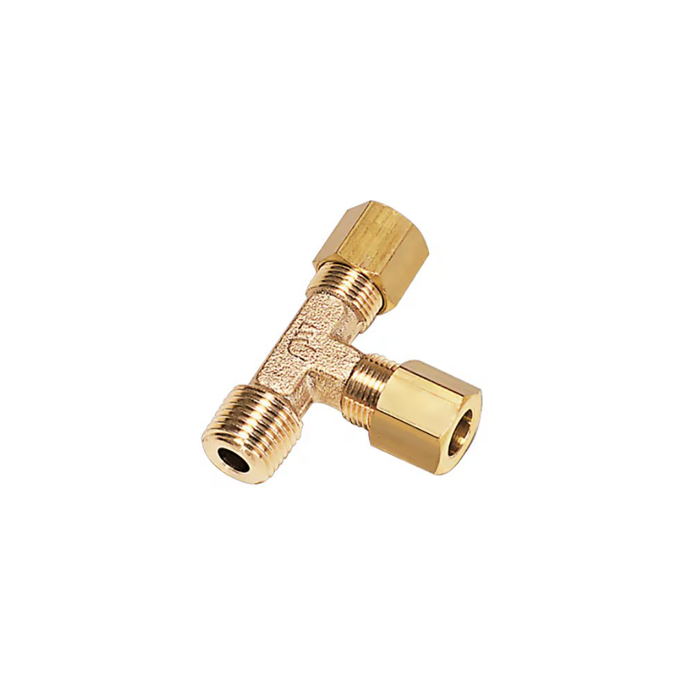 0103 04 10 by Parker | Legris Stud Fitting | 4 mm Tube Size x 1/8" Male BSPT Thread | 10 mm Hex | 36 mm Length | Tee | Brass | Pack of 10