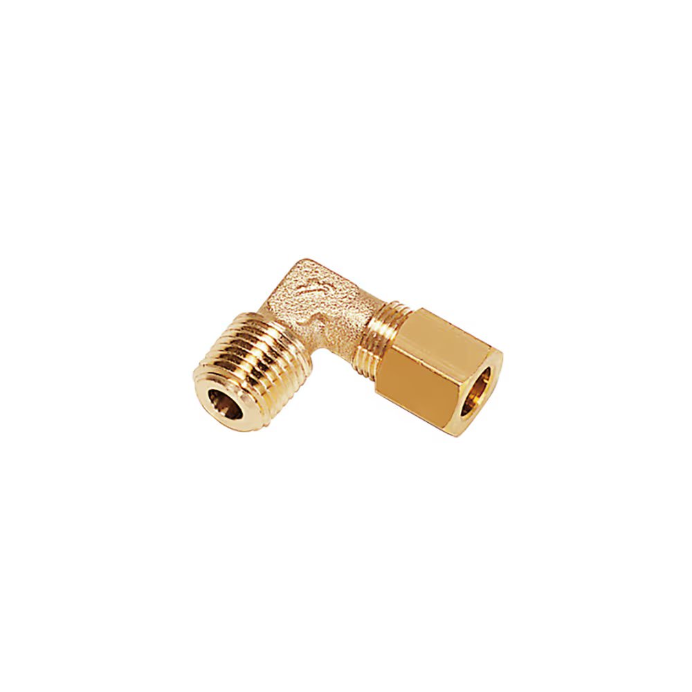 0109 06 11 by Parker | Legris Stud Fitting | 6 mm Tube Size x 1/8" Male NPT Thread | 13 mm Hex | 90° Elbow | Brass | Pack of 10