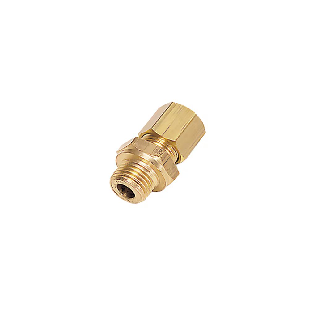 0101 04 56 by Parker | Legris Stud Fitting | 4 mm Tube Size x M8x1 Male M8 Metric Thread | 11 mm Hex (F) | 10 mm Hex (F1) | 23 mm Length | Straight | Brass | Pack of 10