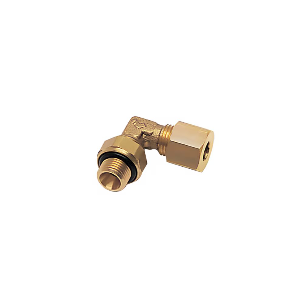 0199 08 17 by Parker | Legris Stud Orientable Fitting | 8 mm Tube Size x 3/8" Male BSPP Thread | 22 mm Hex (F) | 14 mm Hex (F1) | 90° Elbow | Brass | Pack of 10