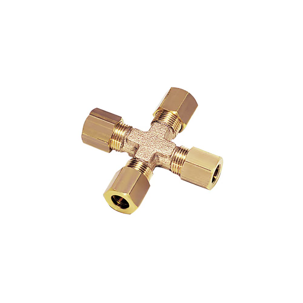 0107 08 00 by Parker | Legris Tube-to-Tube | 8 mm Tube Size | 14 mm Hex | 44 mm Length | Cross | Brass | Pack of 5