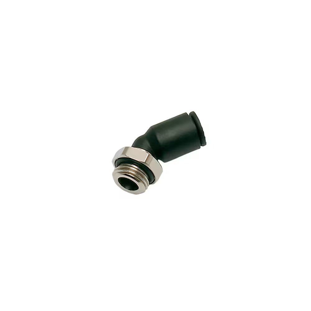 3133 08 17 by Parker | Legris Stud Fitting | 8 mm Push-to-Connect x 3/8" Male Swivel BSPP Thread | 20 mm Hex | 45° Elbow | Polymer | Pack of 10