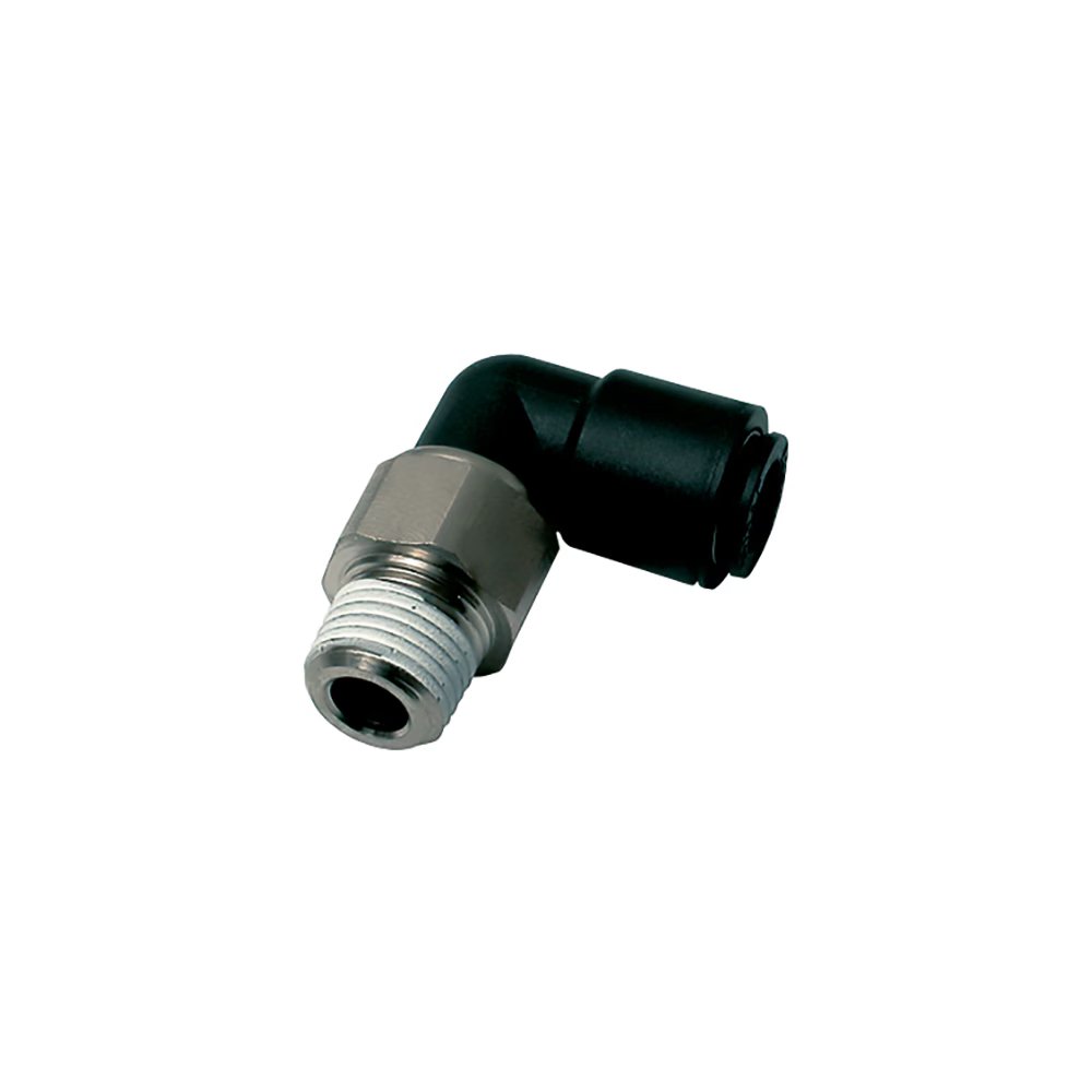 3159 10 17 by Parker | Legris Oscillating Fitting | 10mm Tube Size x 3/8" Male BSPT Thread | 19mm Hex | 90° Elbow | Polymer | Pack of 10