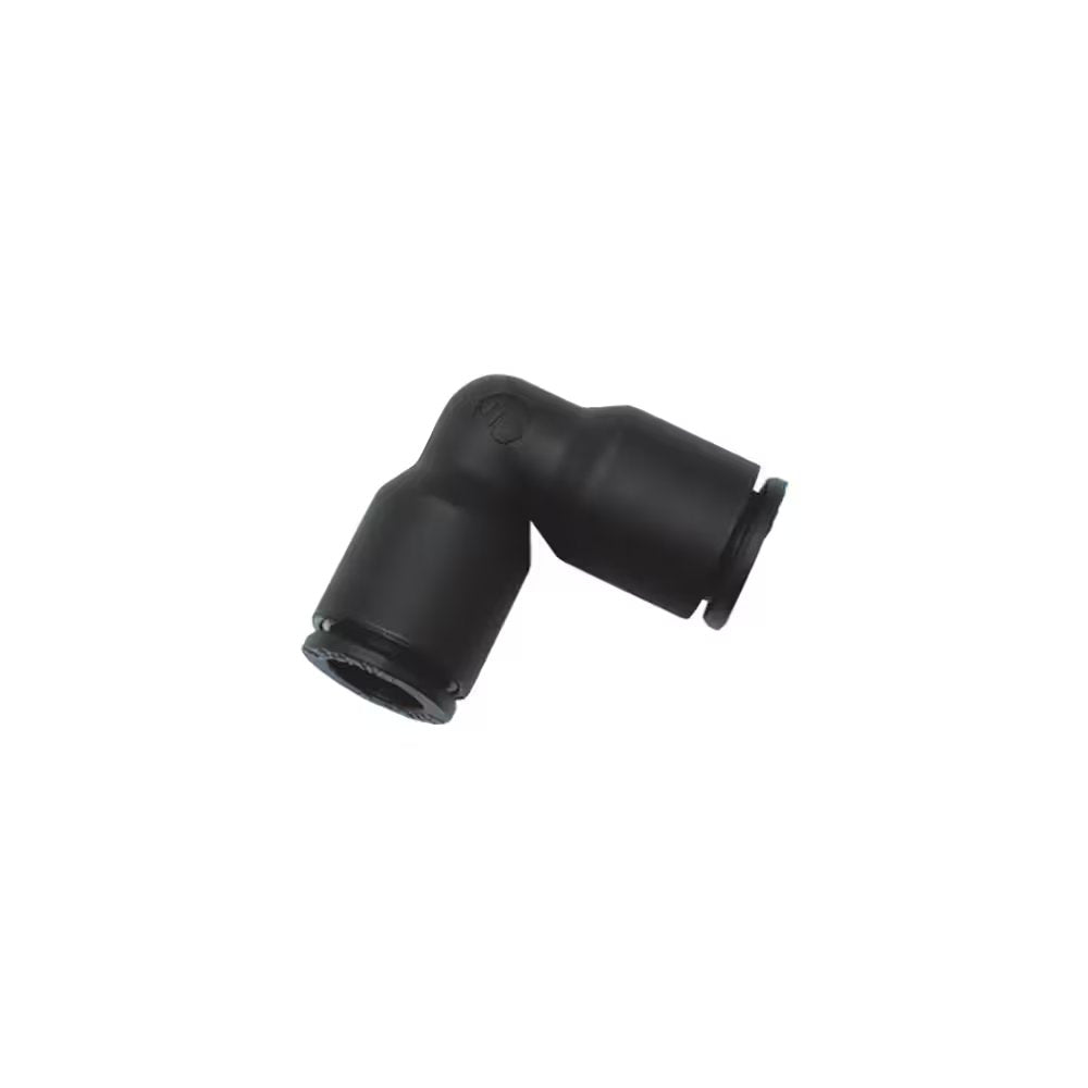 3102 14 00 by Parker | Legris Push-In Fitting | 14 mm Push-to-Connect x 14 mm Push-to-Connect | 46.5 mm Length | 90° Elbow | Polymer | Pack of 10