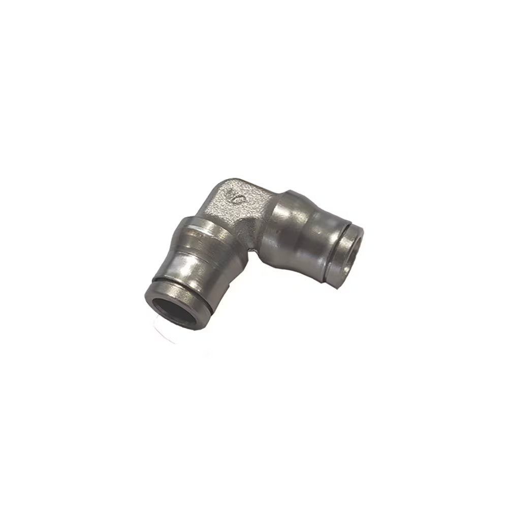 3602 60 00 by Parker | Metal Union Push-to-Connect Fitting | 3/8" Push-to-Connect x 3/8" Push-to-Connect | 1.48" Length | 90° Elbow | Nickel-Plated Brass | Pack of 10