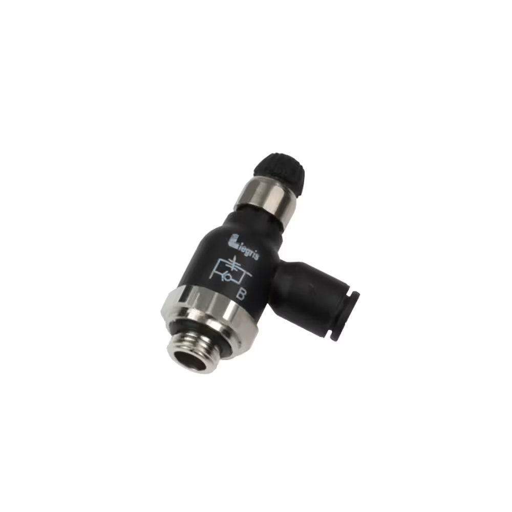 7061 10 13 by Parker | Legris Compact Flow Regulator | 10 mm Tube Size x 1/4" Male BSPP Thread | 23 mm Hex | 90° Elbow | Polymer | Pack of 5