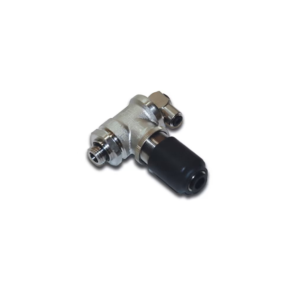 7883 06 10 by Parker | Legris Blocker/Flow Regulator | 6 mm Tube Size x 1/8" Male BSPP Thread | 64 mm Length | Multi-Directional | Nickel-Plated Brass