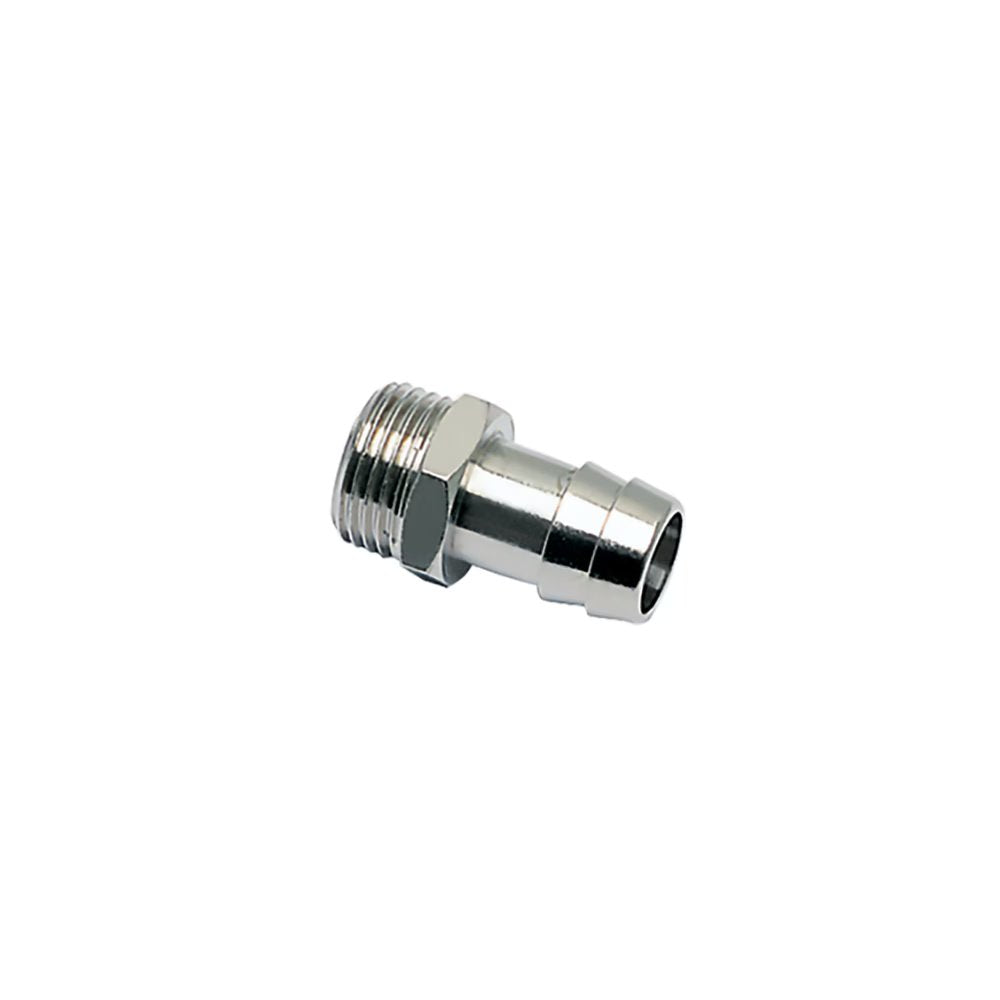 0931 10 21 by Parker | Legris Tailpiece Adapter for Rubber Hose | 10 mm Barb x 1/2" Male BSPP Thread | 22 mm Hex | 36 mm Length | Straight | Nickel-Plated Brass | Pack of 50