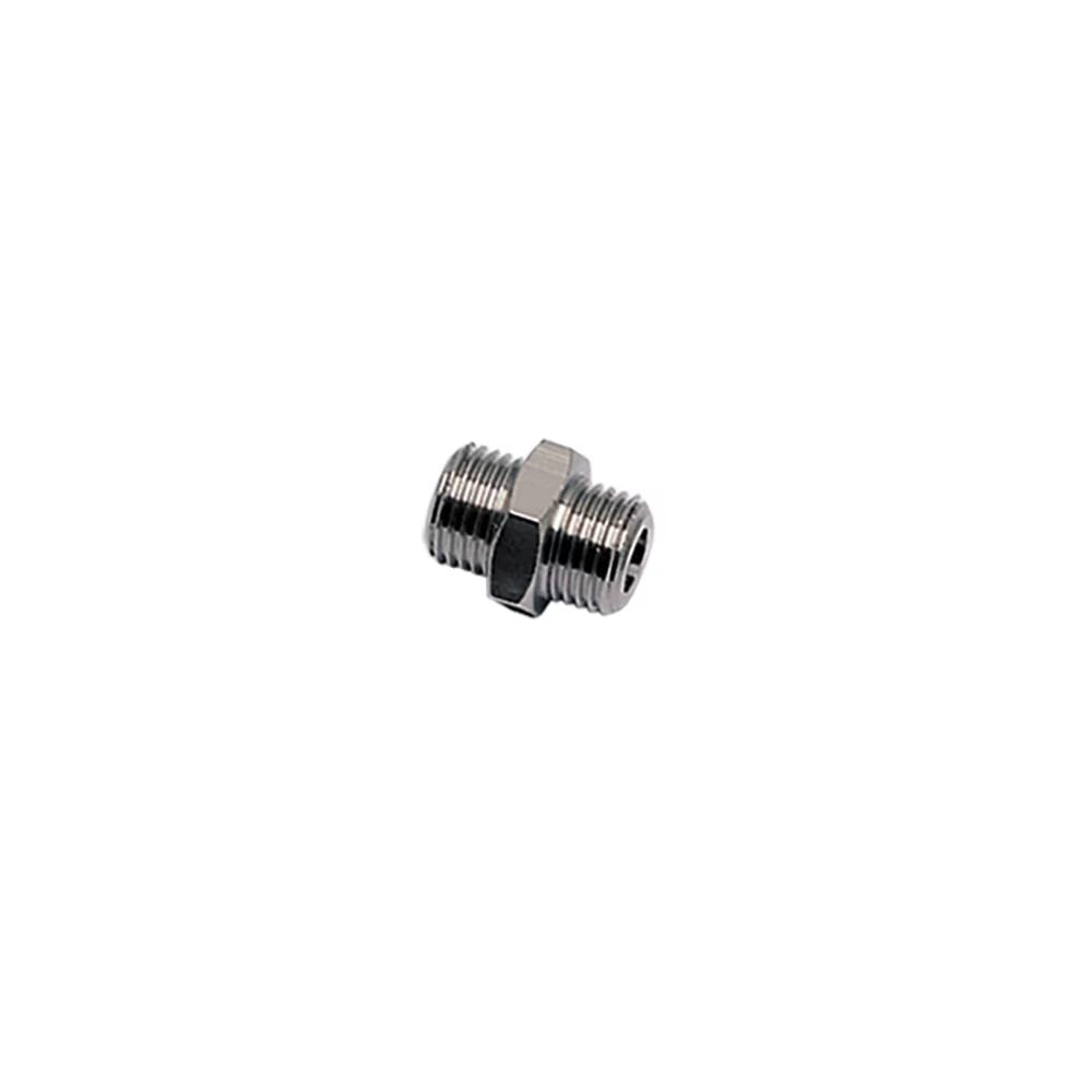0901 10 13 by Parker | G1/8" Male BSPP Thread x G1/4" Male BSPP Thread | 17mm Hex | 19mm Length | Adapter | Straight | Nickel-Plated Brass | Pack of 50