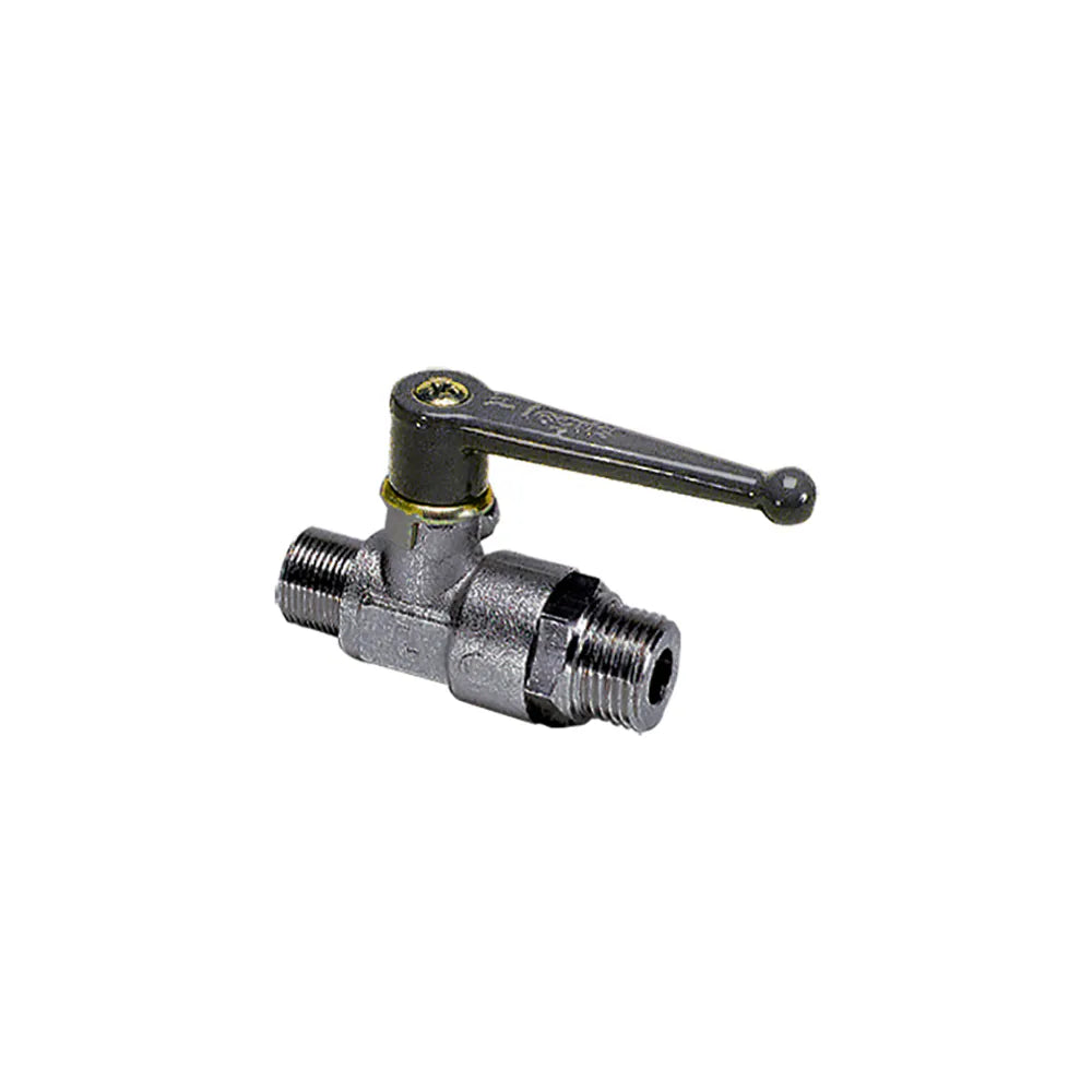 0400 04 10 by Parker | Legris In-Line Ball Valve | 1/8" Male BSPP Thread | 14 mm Hex | 45 mm Valve Length | Straight | Nickel-Plated Brass | Pack of 2