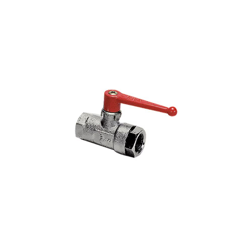 0469 13 21 by Parker | Legris In-Line Vented Ball Valve | 1/2" Female BSPP Thread | 27 mm Hex (F) | 27 mm Hex (F1) | Straight | Nickel-Plated Brass | Pack of 5