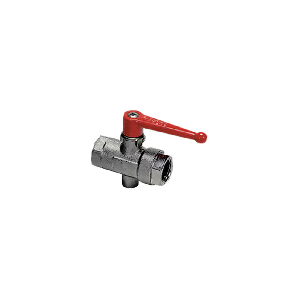 0489 13 21 by Parker | Legris In-Line Exhaust Port Ball Valve | 1/8" Female BSPP Thread x 1/2" Female BSPP Thread | 27 mm Hex (F) | 27 mm Hex (F1) | Tee | Nickel-Plated Brass | Pack of 2