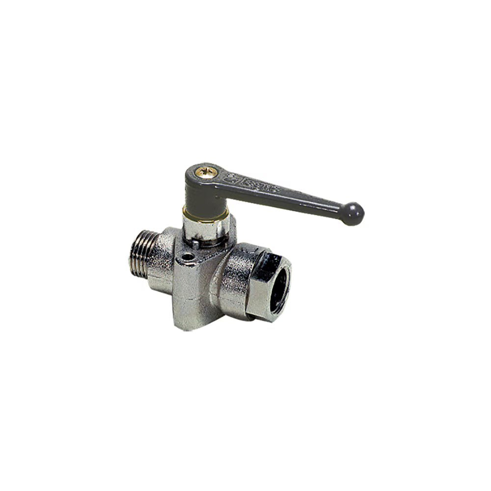 6401 04 10 by Parker | Legris In-Line Ball Valve for Screw Fixing | 1/8" Male BSPP Thread x 1/8" Female BSPP Thread | 14 mm Hex | Straight | Nickel-Plated Brass | Pack of 2