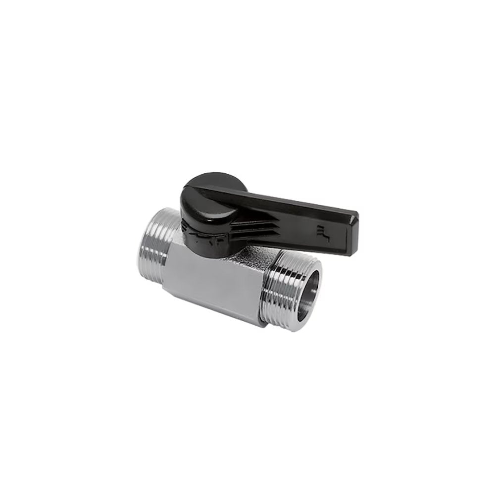 0490 04 13 by Parker | Legris In-Line Ball Valve | 1/4" Male BSPP Thread | 17 mm Hex | 52 mm Length | Straight | Nickel-Plated Brass | Pack of 10