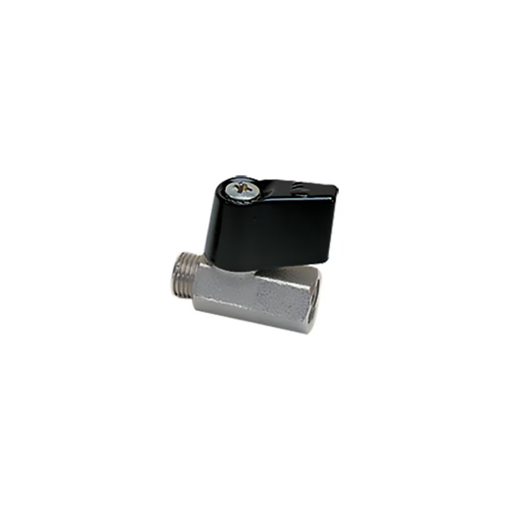 0491 04 13 64 by Parker | Legris In-Line Short Handled Ball Valve | 1/4" Male BSPP Thread x 1/4" Female BSPP Thread | 17 mm Hex | 42 mm Length | Straight | Short | Nickel-Plated Brass | Pack of 10