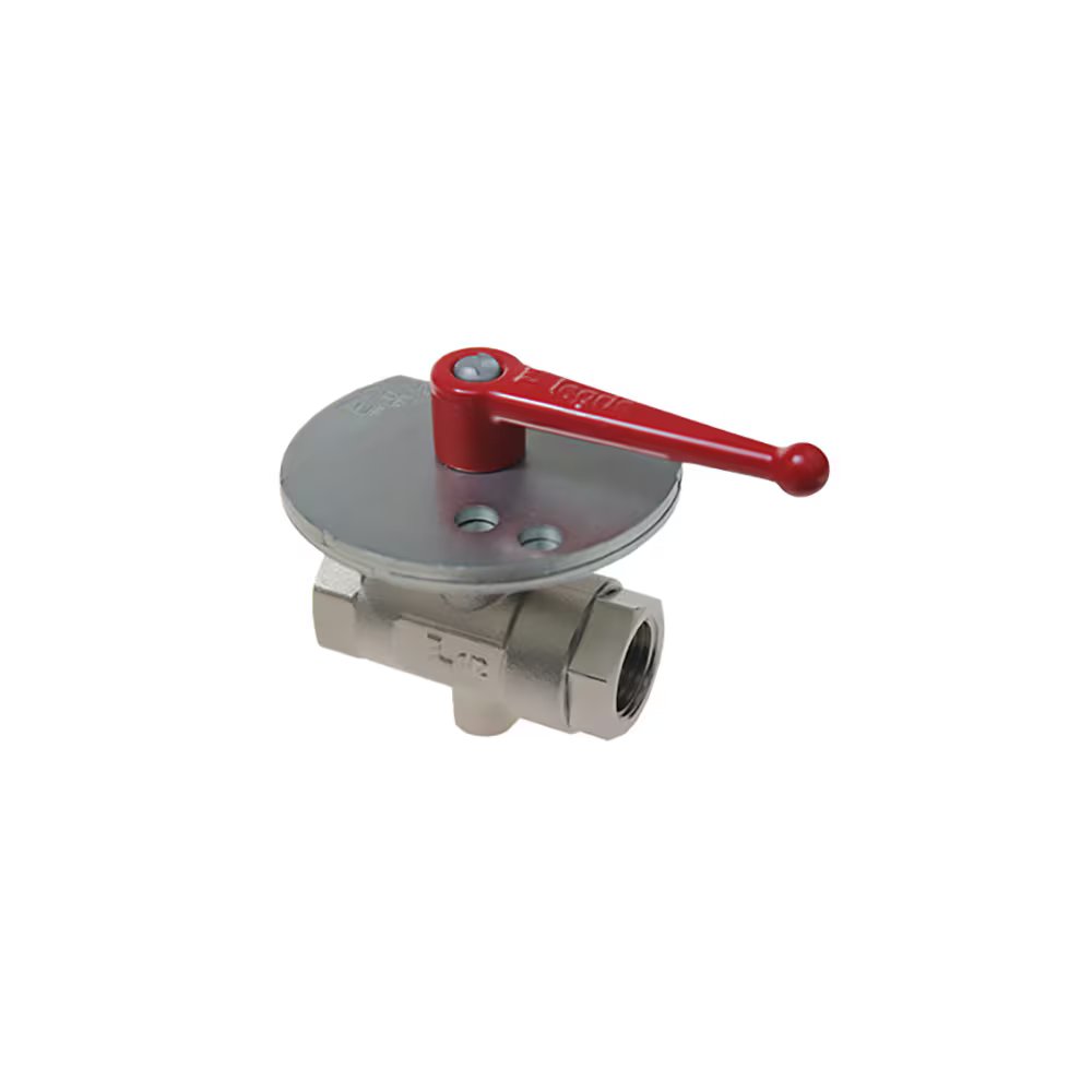 0436 18 27 by Parker | Legris In-Line 3-Point Lockable Ball Valve w/ Exhaust Port | 1/4" Female BSPP Thread x 3/4" Female BSPP Thread | 32 mm Hex (F) | 38 mm Hex (F1) | Straight | Nickel-Plated Brass | Pack of 2