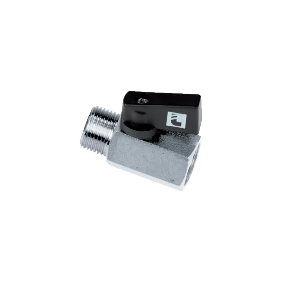 4991 00 13 by Parker | Standard Compact In-Line Ball Valve | 1/4" Male BSPP Thread x 1/4" Female BSPP Thread | 21 mm Hex | 41.5 mm Length | Straight | Chromium Brass | Pack of 5