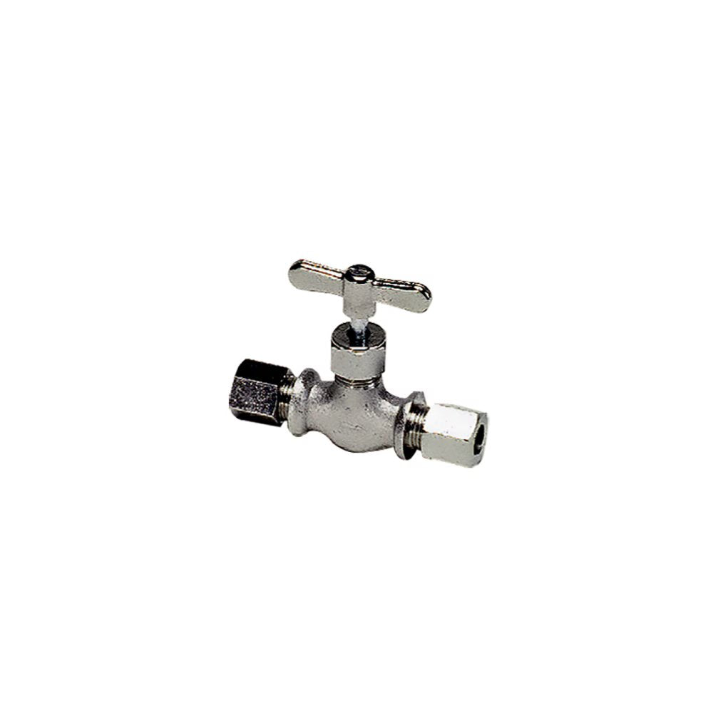 0510 05 10 by Parker | In-Line Needle Valve | 10 mm Tube Size x M16x1.5 Metric Thread | 13 mm Hex | Straight | Nickel-Plated Brass