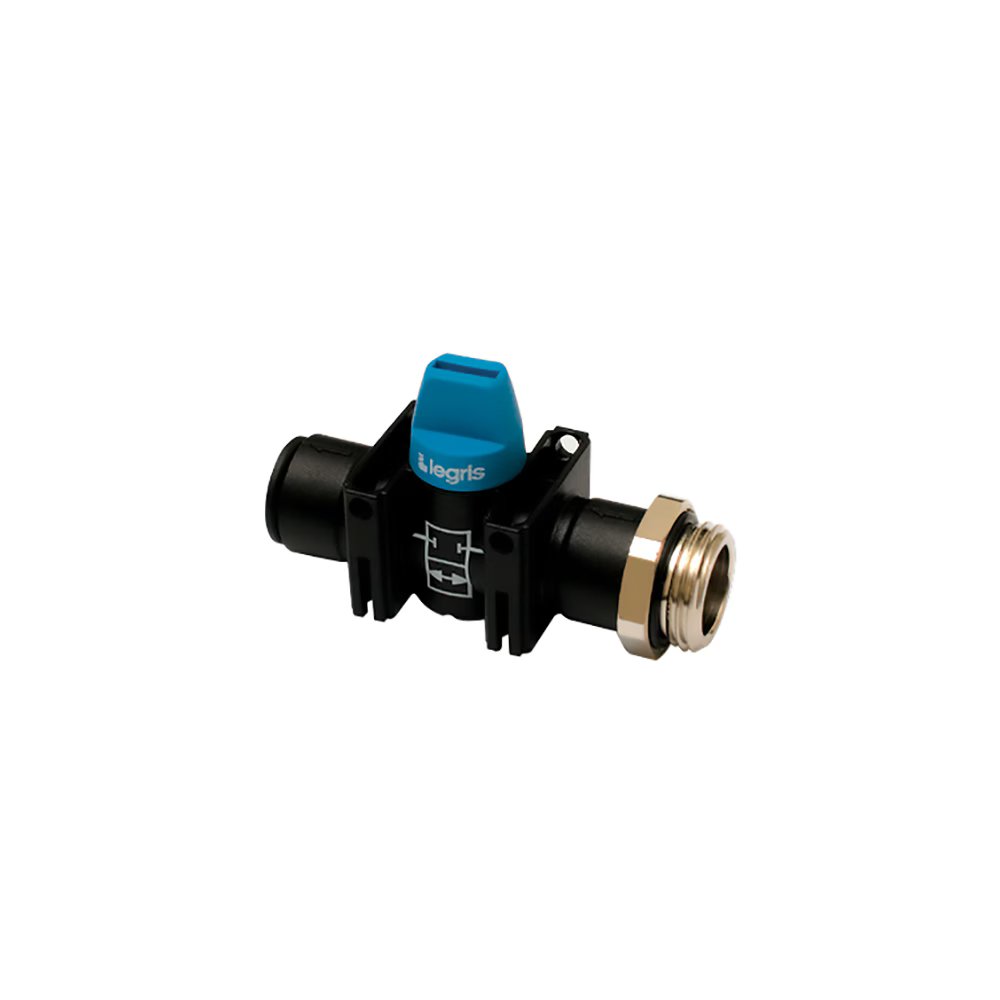 7911 08 13 by Parker | Legris In-Line Mini-Ball Valve | 8 mm Tube Size x 1/4" Male BSPP Thread | 16 mm Hex | 61 mm Length | Straight | Polymer | Pack of 10