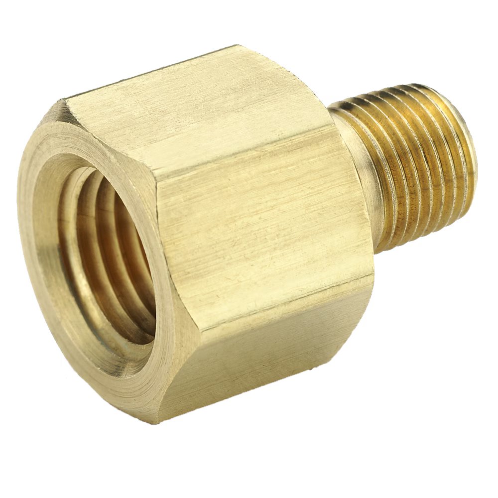 222P-8-6 by Parker | Legris Reducer | 1/2" Male NPTF Thread x 3/8" Female NPTF Thread | 1-1/16" Hex | 1.47" Length | Straight | Brass | Pack of 10